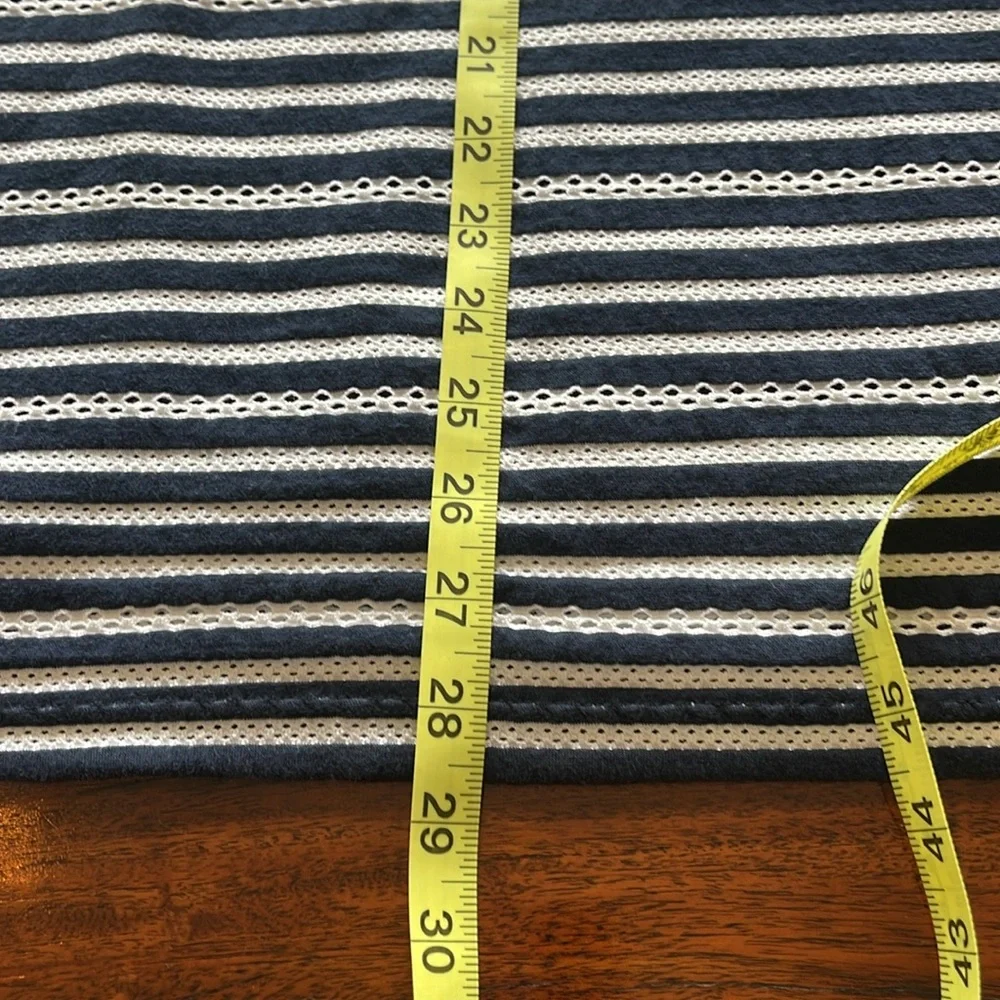 CJ Banks Navy Blue and White Striped Short Sleeve Top - Picture 7 of 8